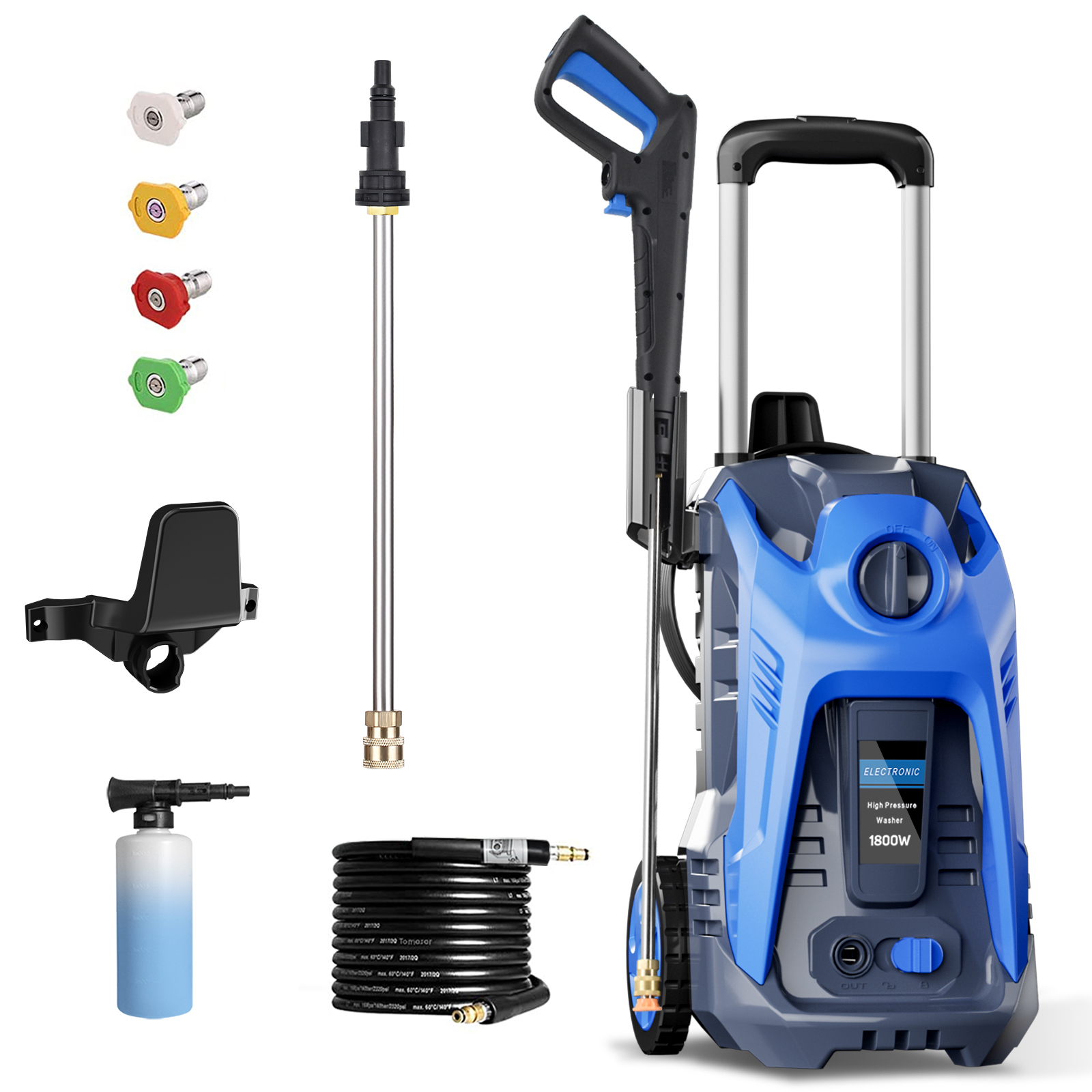 Electric Pressure Washer 2175 PSI Max 2.4 GPM 2200W Compact Portable Power  Washer with 52.5 FT Hose Adjustable Nozzles and Foam Cannon, Small Car