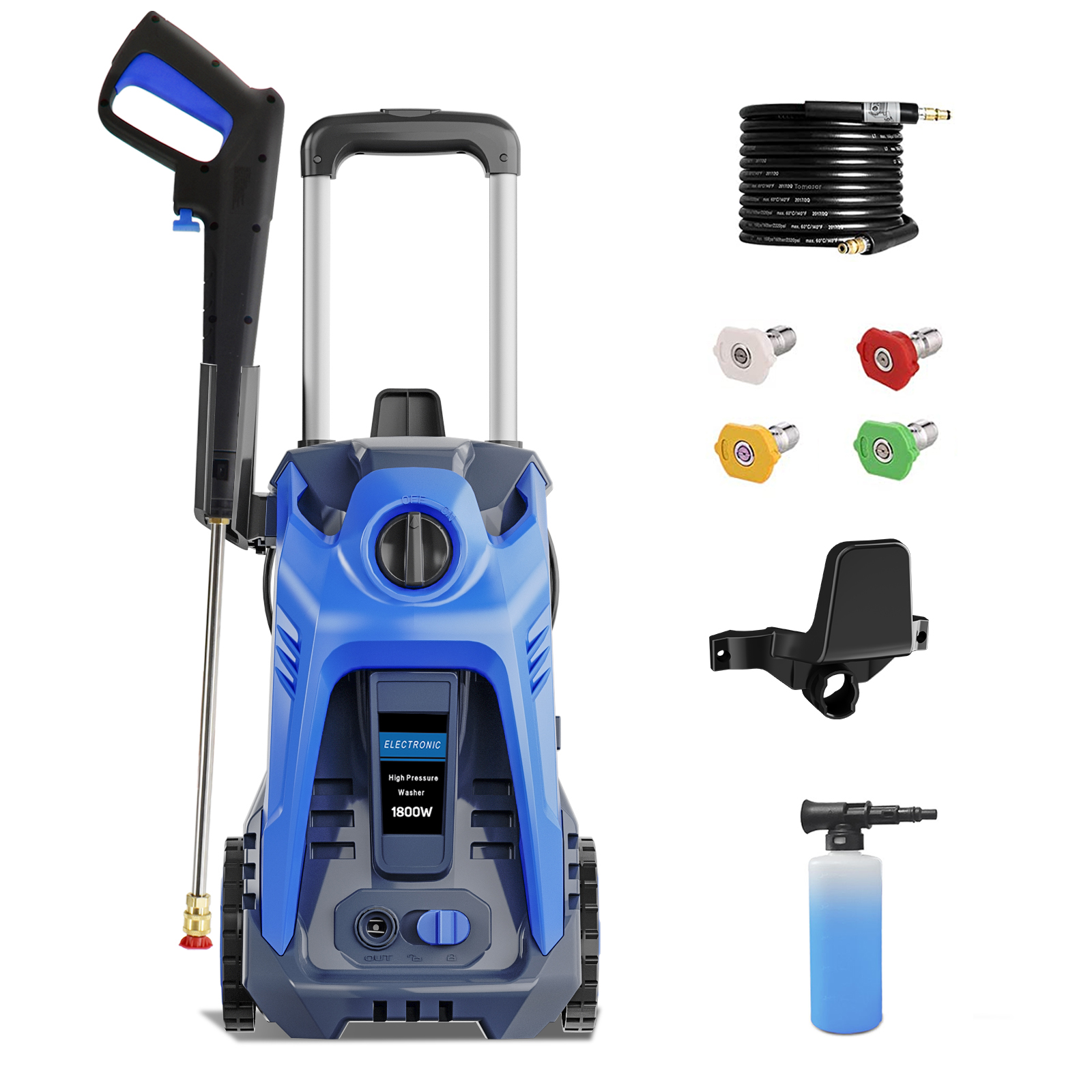  Electric Pressure Washer 4000Psi Max Pressure 2.6GPM Power  Washer with 25 Ft Hose，4 Quick Connect Nozzles, Soap Tank Car Wash Machine/Car/Driveway/Patio/Pool  Clean, Blue : Patio, Lawn & Garden