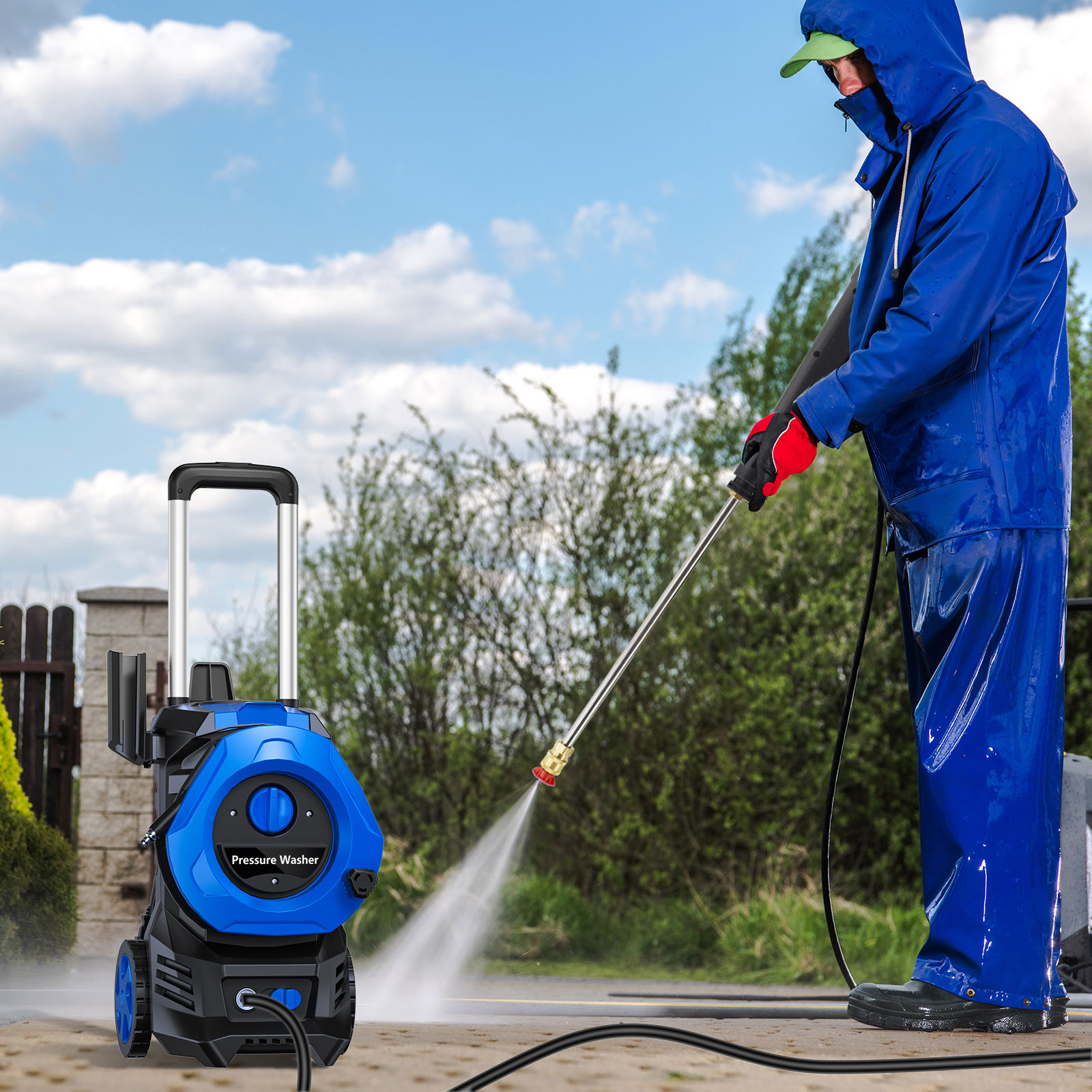 Electric Pressure Washer 4000Psi Max Pressure 2.6GPM Power Washer with 25  Ft Hose，4 Quick Connect Nozzles, Soap Tank Car Wash  Machine/Car/Driveway/Patio/Pool Clean, Blue – PANRANO TOOL