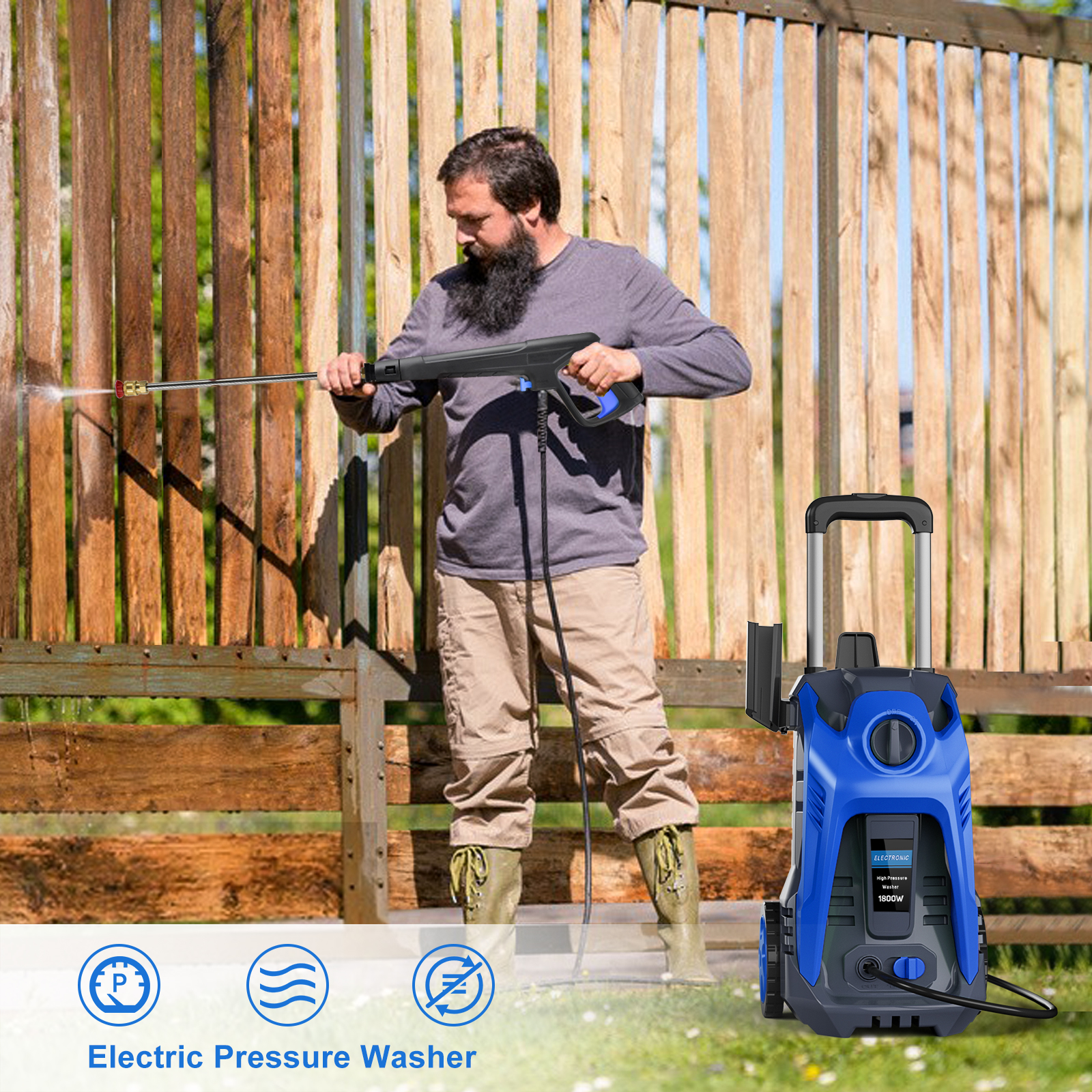 Electric Pressure Washer 3500 Psi Max 2.5 GPM Power Washer with 25 Ft ...